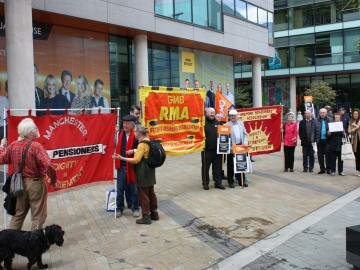 GMB union members protest at BBC Salford